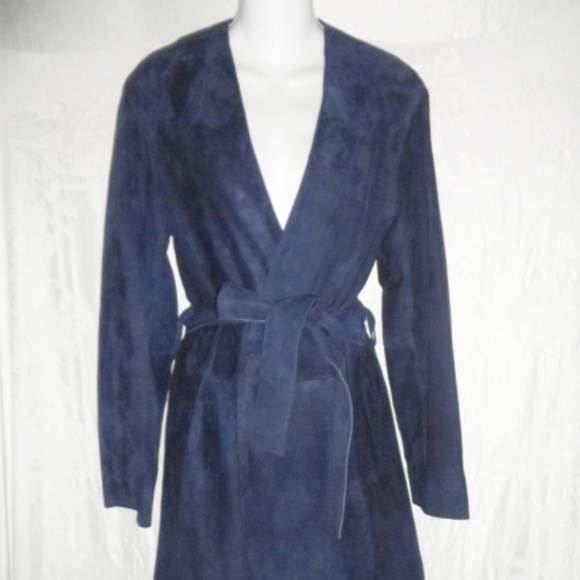 Vince Jackets & Blazers - New VINCE Navy Belted Lamb Suede Coat S $1950